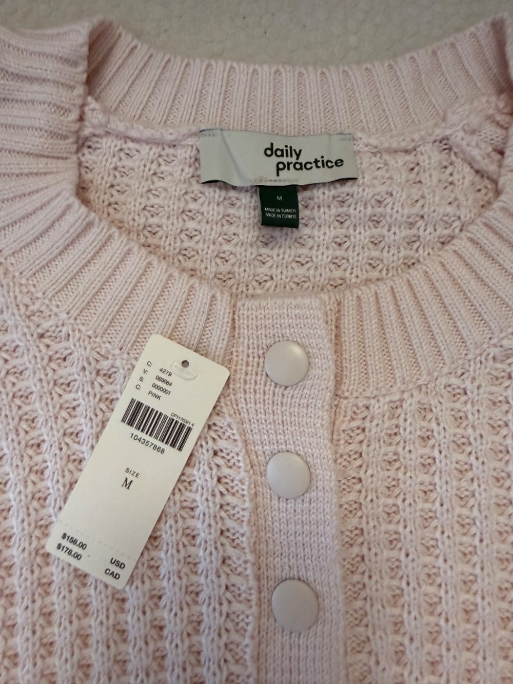 Anthropologie Daily Practice Pink Knit Henley Ruffle Mini Dress NWT M - Picture 6 of 10